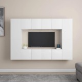 vidaXL Set dulapuri TV, 8 piese, alb, lemn prelucrat 3078668