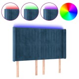 Cumpara ieftin Tablie de pat cu LED, albastru inchis, 147x16x118/128cm catifea