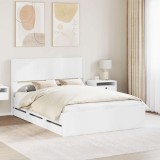 Cumpara ieftin Cadru de pat cu depozitare si tablie Alb 150 x 200 cm
