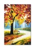 Tablou peisaj din parc pictat manual, 60x40cm ulei pe panza in cutit efect 3D