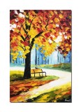 Cumpara ieftin Tablou peisaj din parc pictat manual, 60x40cm ulei pe panza in cutit efect 3D