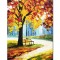 Tablou peisaj din parc pictat manual, 60x40cm ulei pe panza in cutit efect 3D