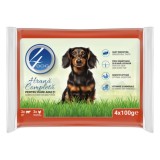 Miau miau, pachet hrană umedă pentru c&acirc;ini, pui, ficat, vită 4x100 g
