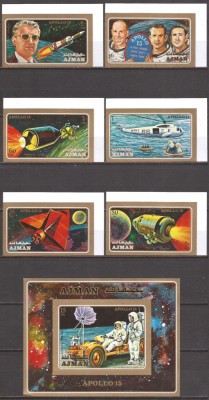 AJMAN 1971 COSMOS APOLLO 15 ( serie + colita ndt.) MNH foto