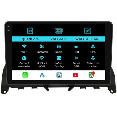Navigatie Dedicata Mercedes C-Class W204 S204 (2006-2013), 9Inch, 2Gb Ram, 32Gb Stocare, Carplay foto