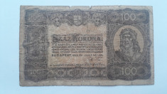 100 Korona 1923 Ungaria bancnota coroane foto