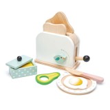 Set de joaca, Prajitor de paine din lemn, Breakfast toaster, Tender Leaf Toys, 10 piese