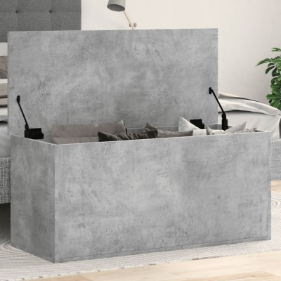 vidaXL Cutie de depozitare, gri beton, 100x42x46 cm, lemn prelucrat foto