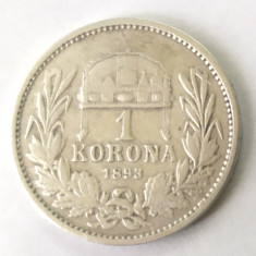 UNGARIA 1 COROANA 1893 CORONA KORONA ARGINT VF+++