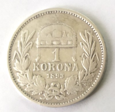 UNGARIA 1 COROANA 1893 CORONA KORONA ARGINT VF+++ foto