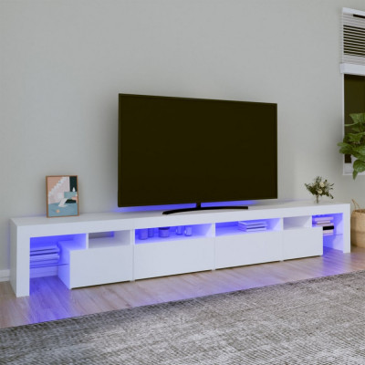 vidaXL Comodă TV cu lumini LED, alb, 260x36,5x40cm foto