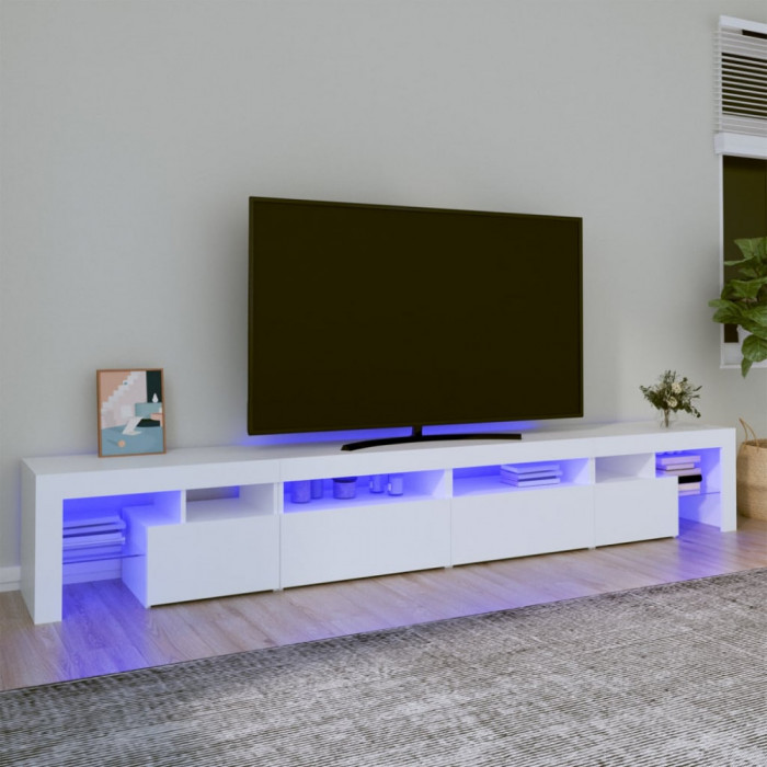 Comoda TV cu lumini LED, alb, 260x36,5x40cm GartenMobel Dekor