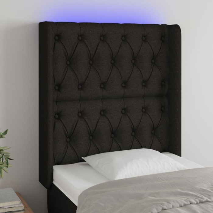 Gossi tablie de pat cu led, negru, 83x16x118/128 cm, textil