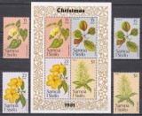 Samoa 1981 - Crăciun - Flori, Serie + Colita, MNH