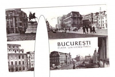 CP Bucuresti - Piata Universitatii, RPR, circulata 1962, animata, stare buna foto
