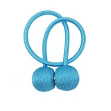 Cumpara ieftin Prindere pentru perdele bleu satinat, 44 x 3 cm, magnet decorativ cu snur din poliester, sistem magnetic rezistent, reutilizabila, pentru perdele si d