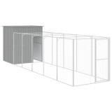 Cusca de caine &amp; tarc gri deschis 165x659x181cm otel galvanizat GartenMobel Dekor, vidaXL