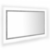 Oglindă de baie cu LED, gri beton, 80x8,5x37 cm, lemn prelucrat, vidaXL