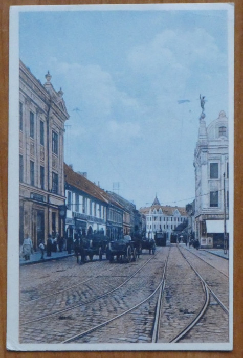 Carte postala necirculata interbelica , Timisoara , centrul , animatie