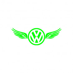 Sticker auto &amp;quot;Volkswagen cu aripi&amp;#039;&amp;#039;, 20x7 cm, Verde foto