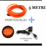 FIR CU NEON portocaliu, 5 METRI, ALIMENTARE usb