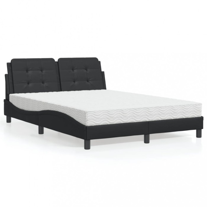 vidaXL Cadru de pat fără saltea, Zadar, negru, 140x190 cm, piele ecologică 3208859