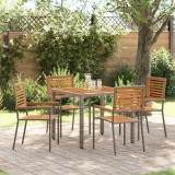 VidaXL Set de masă pentru grădină 5 pcs Gri 90 x 90 x 75 cm poliratan