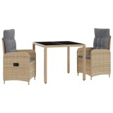vidaXL Set dining pentru exterior cu pernă 3 pcs Beige și gri deschis 3422334