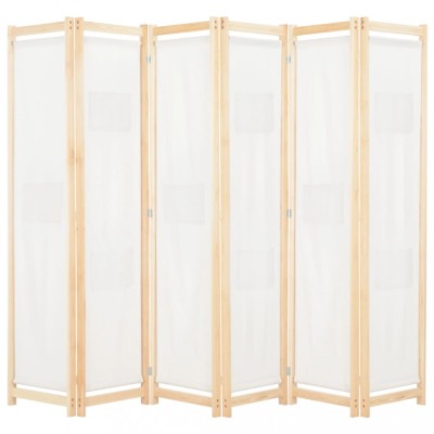 Paravan cameră, 6 panouri, crem, 240x170 x4 cm, material textil foto
