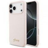 Husa MagSafe pentru Apple iPhone 17 Pro Max, Guess, Script Metal Logo, Roz Deschis