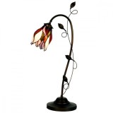 Veioza cu baza din metal maro si abajur din sticla Tiffany 34x24x72 cm