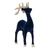 Decoratiune De Crăciun Velur, Ren, Glitter Bej, 22cm, Albastru, Oem