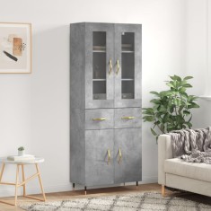 Dulap &amp;icirc;nalt, gri beton, 69,5x34x180, lemn compozit foto