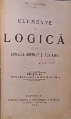 Colegate Lucretiu (latina), Valeriu Logica prima ed. 1920 Elemente geologie 1929 foto