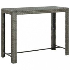 vidaXL Masă de bar de grădină, gri, 140,5 x 60,5 x 110,5 cm, poliratan 45878
