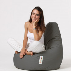 Fotoliu puf, Bean Bag, Ferndale Drop L, 80 x 80 cm, poliester impermeabil, gri fumuriu