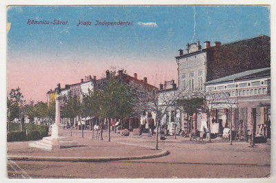 bnk cp Ramnicu Sarat - Piata Independentei - uzata 1923 foto