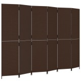 Cumpara ieftin Separator de camera cu 6 panouri, maro, poliratan
