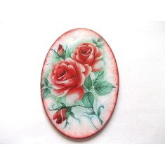 Magnet cu trandafirii rosii, magnet oval pe lemn pentru frigider 41676