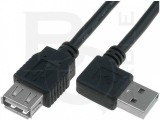 Cablu USB 2.0 A soclu mama - USB A mufa tata in unghi 1.8m negru BQ CABLE