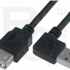 Cablu USB 2.0 A soclu mama - USB A mufa tata in unghi 1.8m negru BQ CABLE