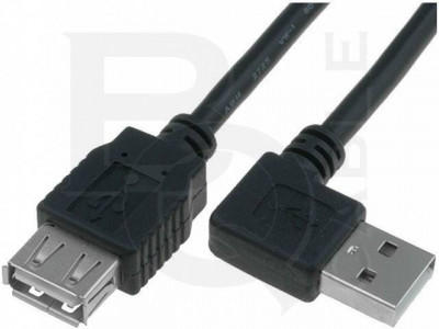 Cablu USB 2.0 A soclu mama - USB A mufa tata in unghi 1.8m negru BQ CABLE foto