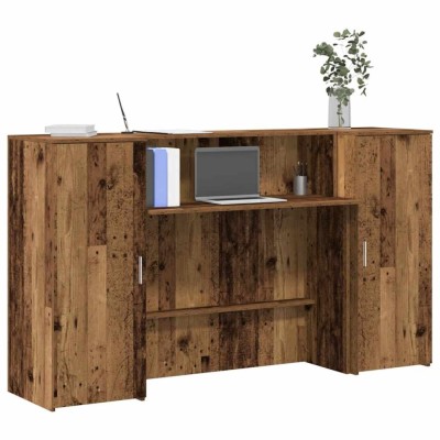 vidaXL Birou de recepție Lemn vechi 180x50x103,5 cm Lemn prelucrat foto