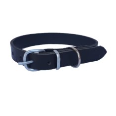 Zgarda pentru caini, piele naturala neagra 50 x 2 cm, ajustabila 30-39 cm