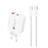 Incarcator Retea Cu Cablu USB-C A6MaxL, 20W, 3A, 1 x USB-A - 1 x USB-C, Alb