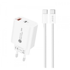 Incarcator Retea Cu Cablu USB-C A6MaxL, 20W, 3A, 1 x USB-A - 1 x USB-C, Alb