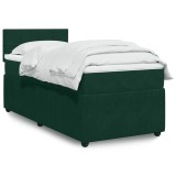 vidaXL Pat box spring cu saltea, verde &icirc;nchis, 90x190 cm, catifea 3289929