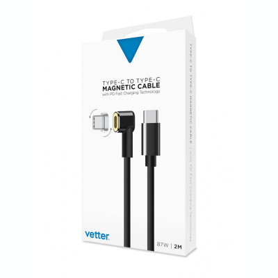 Cabluri si Adaptoare Vetter Type-C Cable to Type-C with Magnetic Connector, Nylon Braided, Black foto