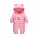 Combinezon roz din fas pentru fetite - Teddy (Marime Disponibila: 12-18 luni