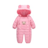 Combinezon roz din fas pentru fetite - Teddy (Marime Disponibila: 6-9 luni, Superbaby